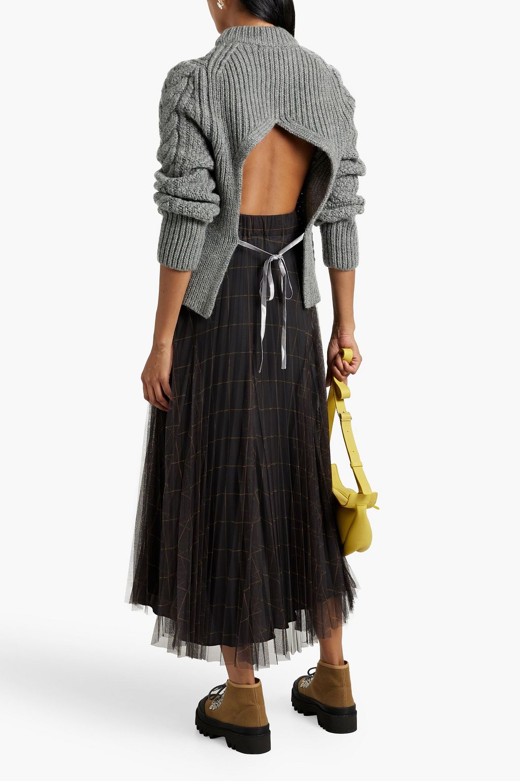 CECILIE BAHNSEN Cutout cable-knit wool and alpaca-blend sweater