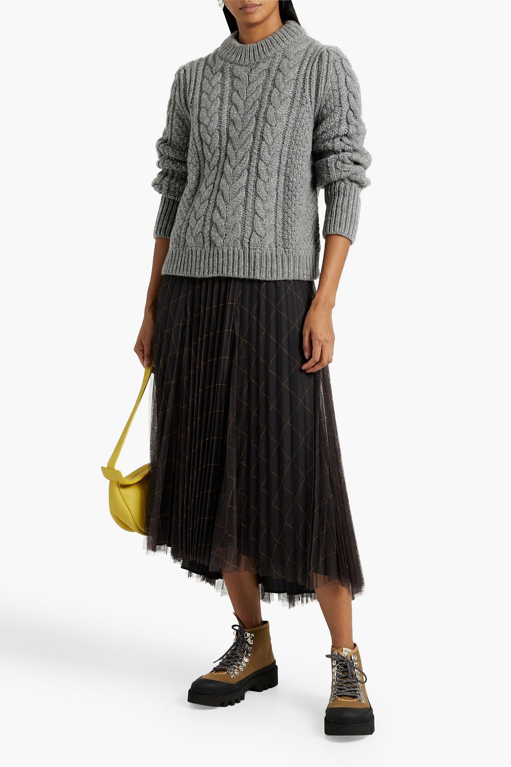 CECILIE BAHNSEN Cutout cable-knit wool and alpaca-blend sweater