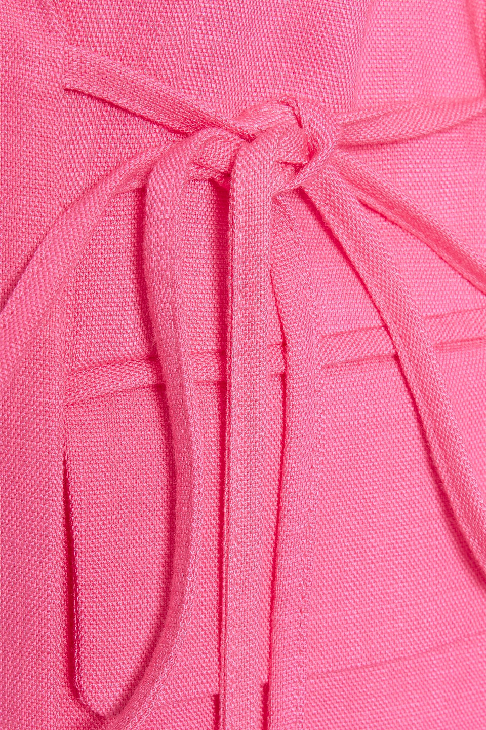 Shop Msgm Tie-front Woven Blazer In Bright Pink