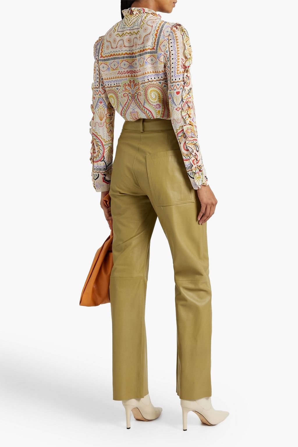 ETRO Ruffle-trimmed printed silk-crepe shirt