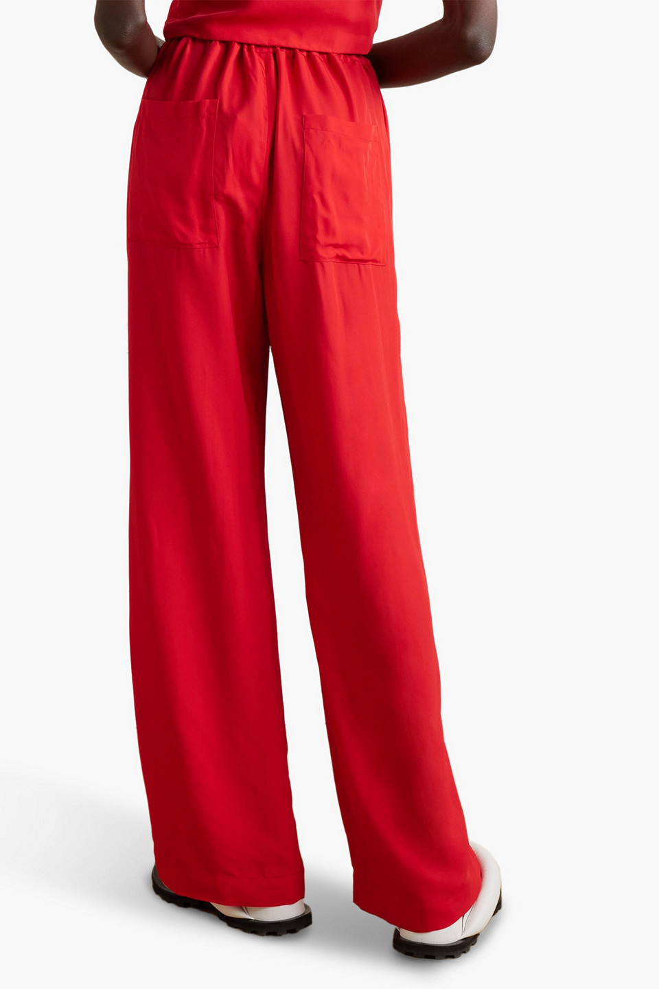 Shop Gauchère Twill Straight-leg Pants In Tomato Red