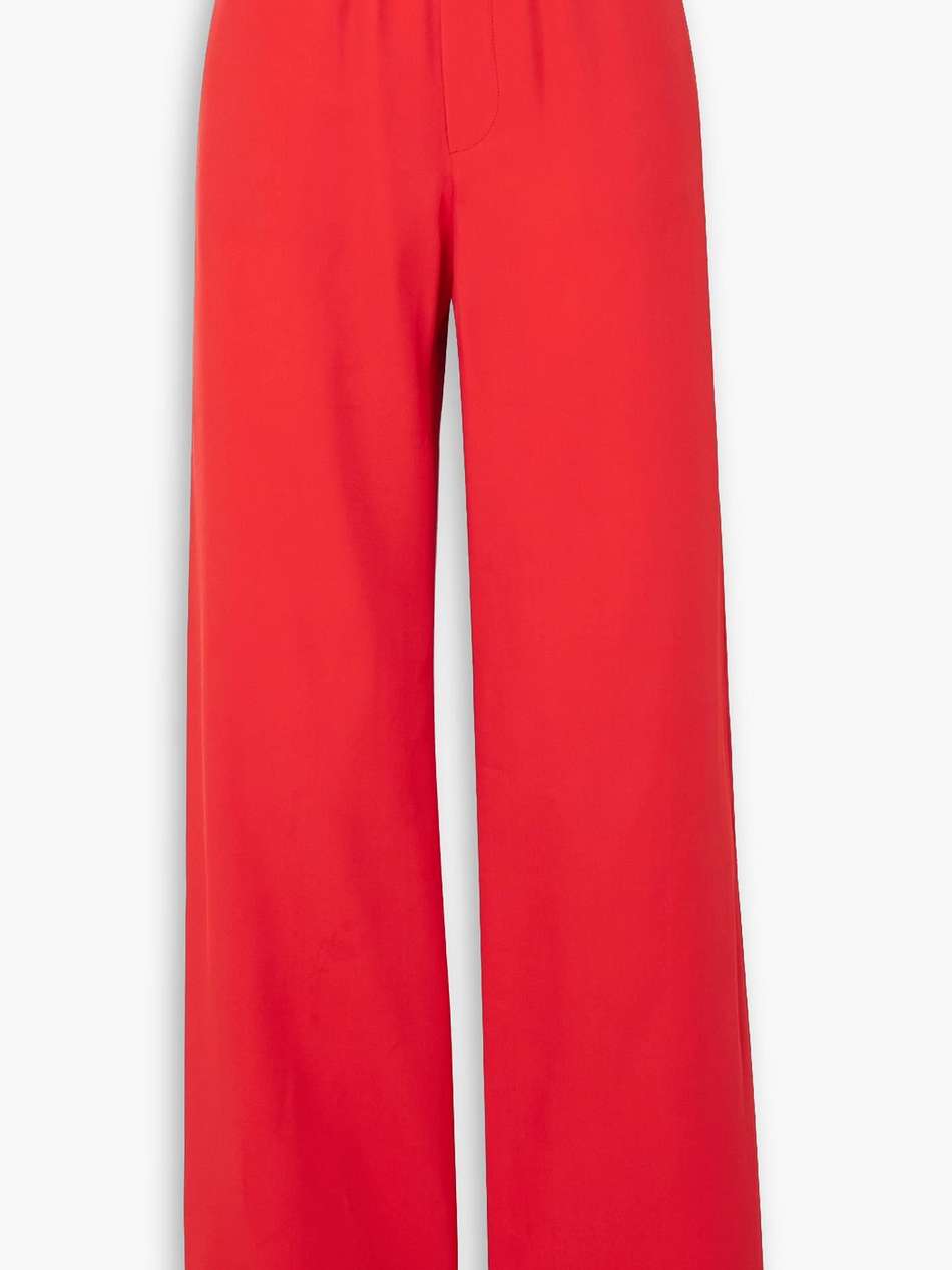 twill straight-leg pants