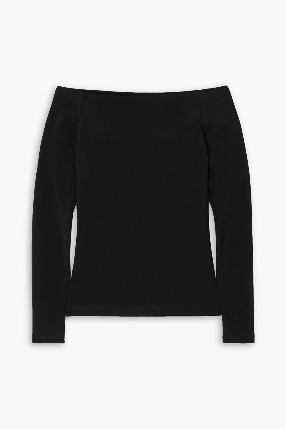 Esse Studios Black Off-the-shoulder Long Sleeve T-shirt In Black
