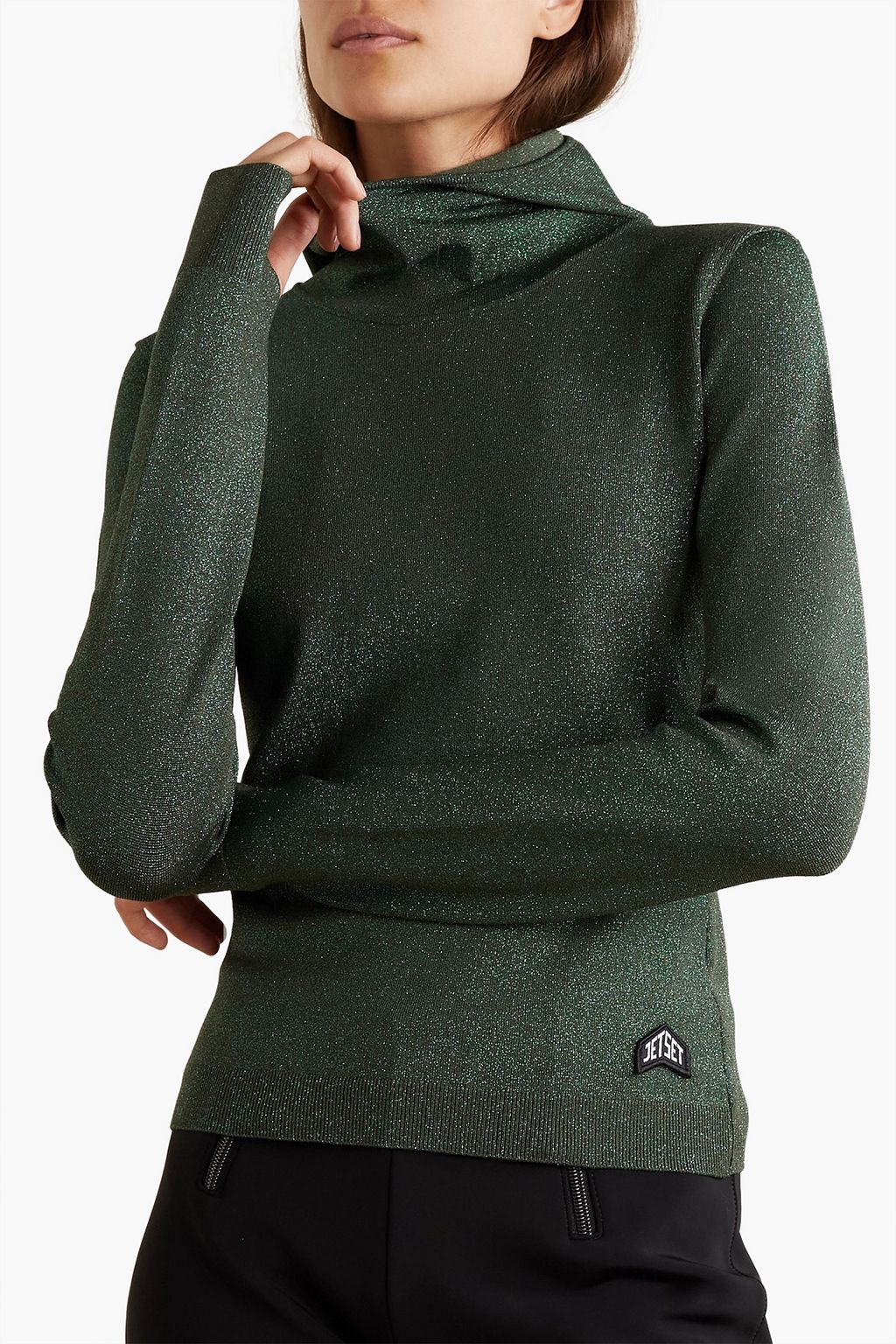 JETSET Cap Turtle metallic stretch-knit hoodie
