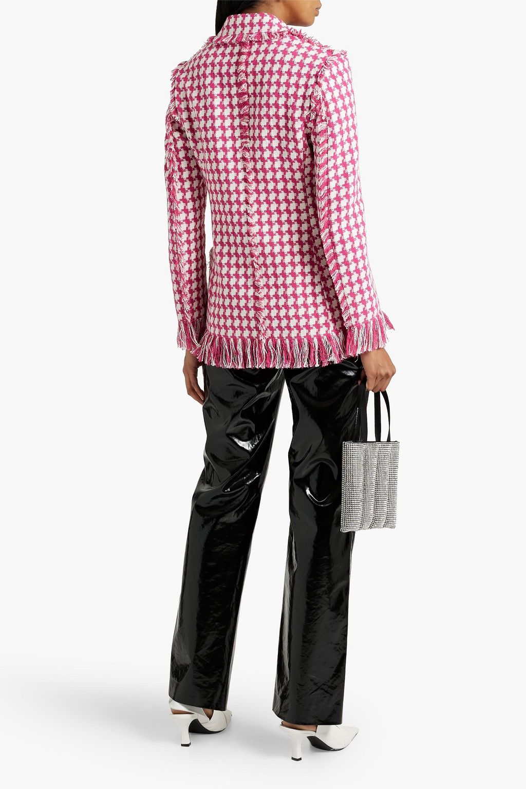 MSGM Double-breasted checked cotton-blend tweed blazer