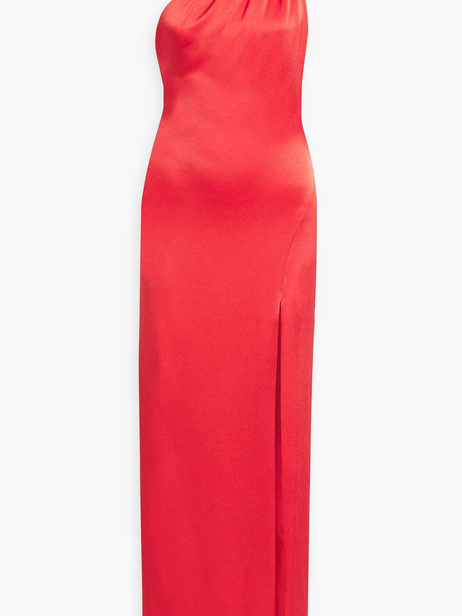 paulette one-shoulder satin-crepe gown