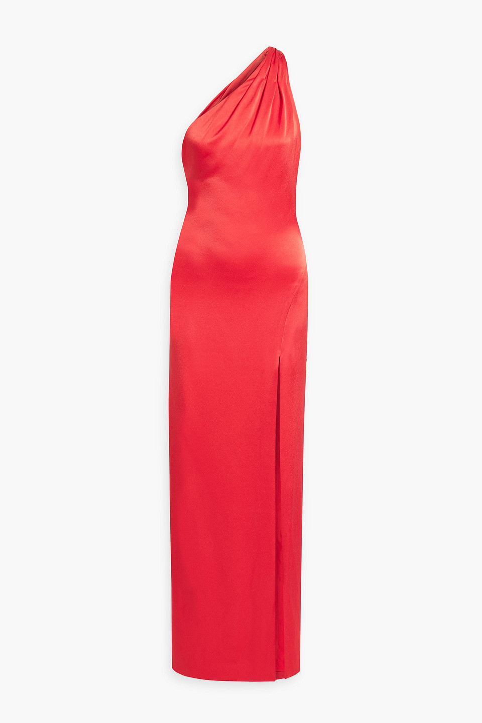 Alice And Olivia Paulette One-shoulder Twisted Satin-crepe Gown In Red