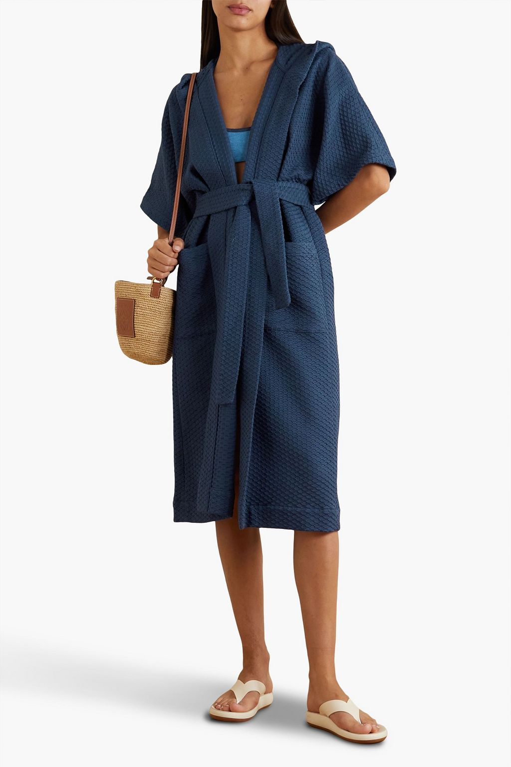 LISA MARIE FERNANDEZ Cotton-piqué hooded robe
