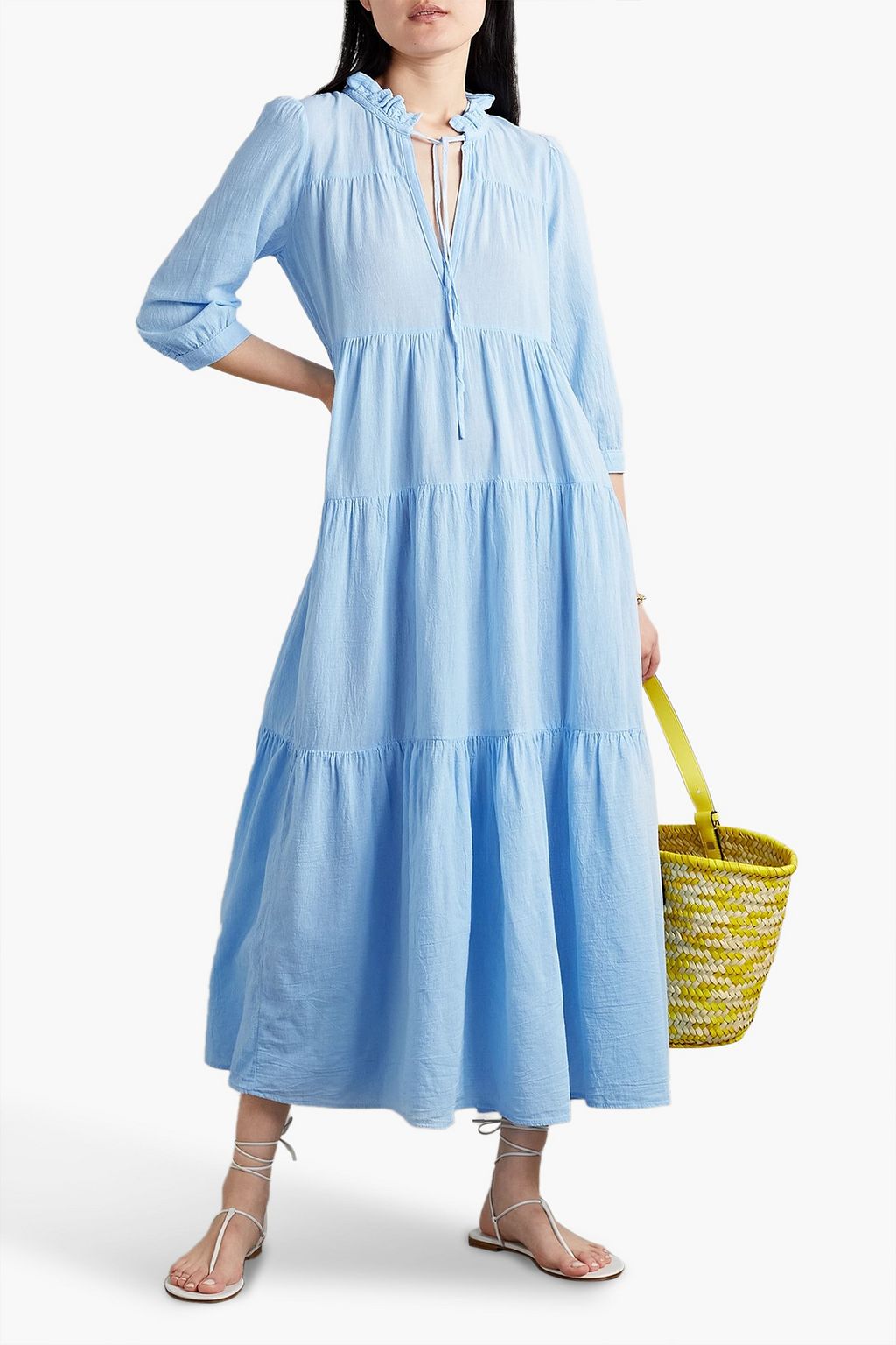 HONORINE Giselle tiered gathered cotton-gauze maxi dress