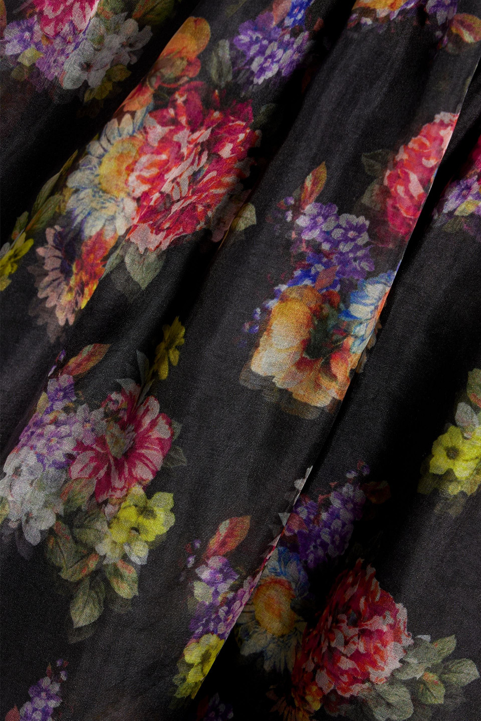 Alice And Olivia Saori Floral Princess Gown In Black