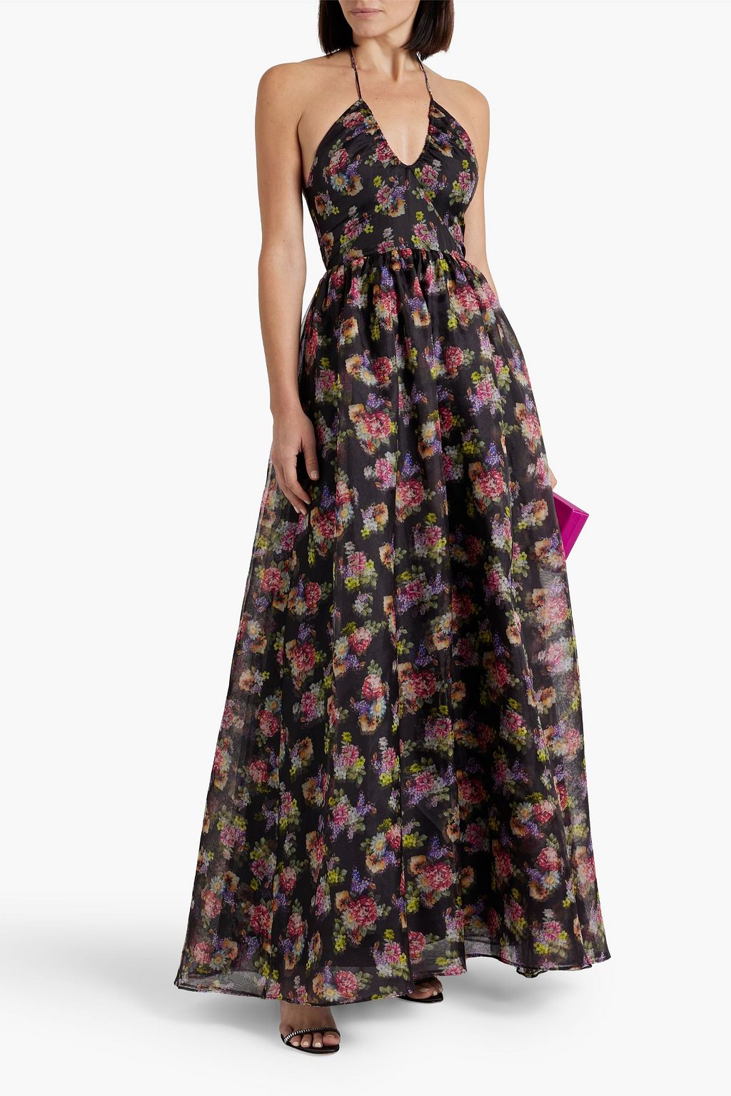ALICE + OLIVIA Saori gathered floral-print silk-taffeta gown