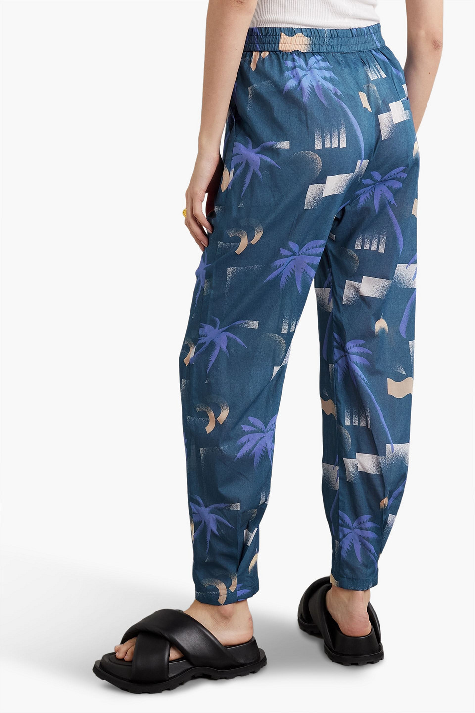  Paradised - Paula Printed Chambray Pants - Blue - Xs 