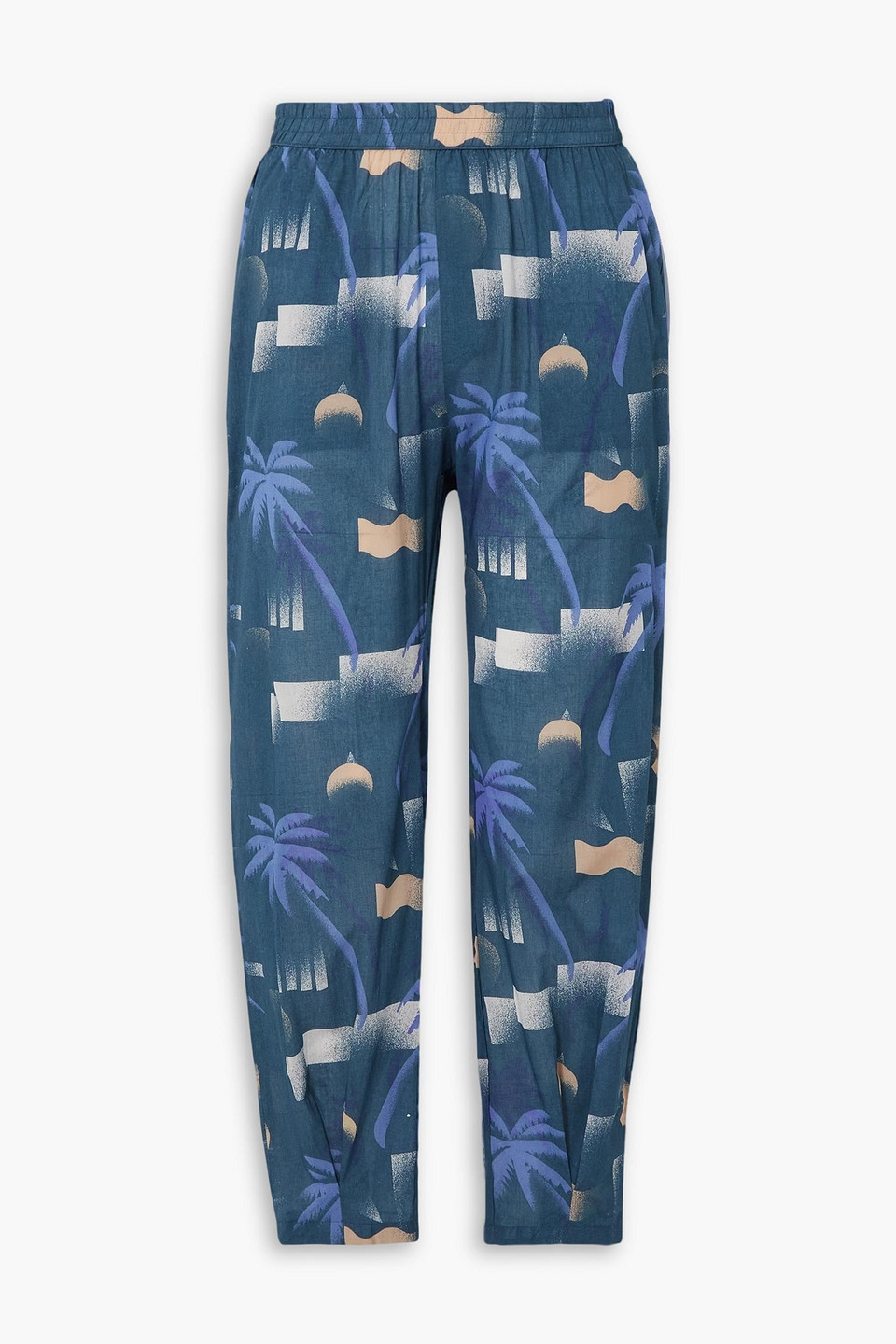 Paradised Paula Printed Chambray Pants In Navy