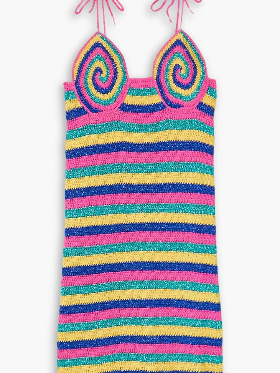 metallic crocheted cotton mini dress