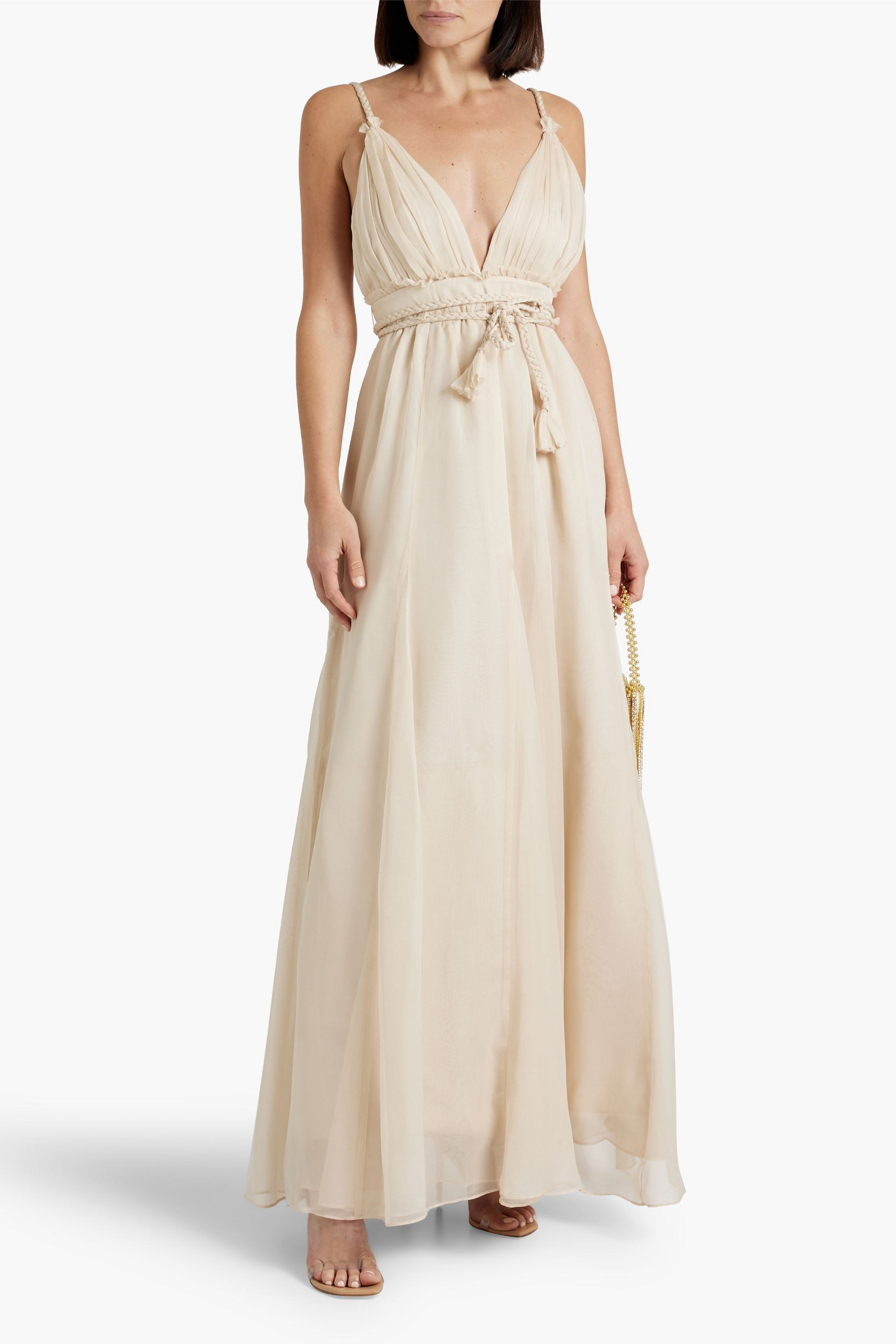 alice + olivia Carisa belted chiffon gown
