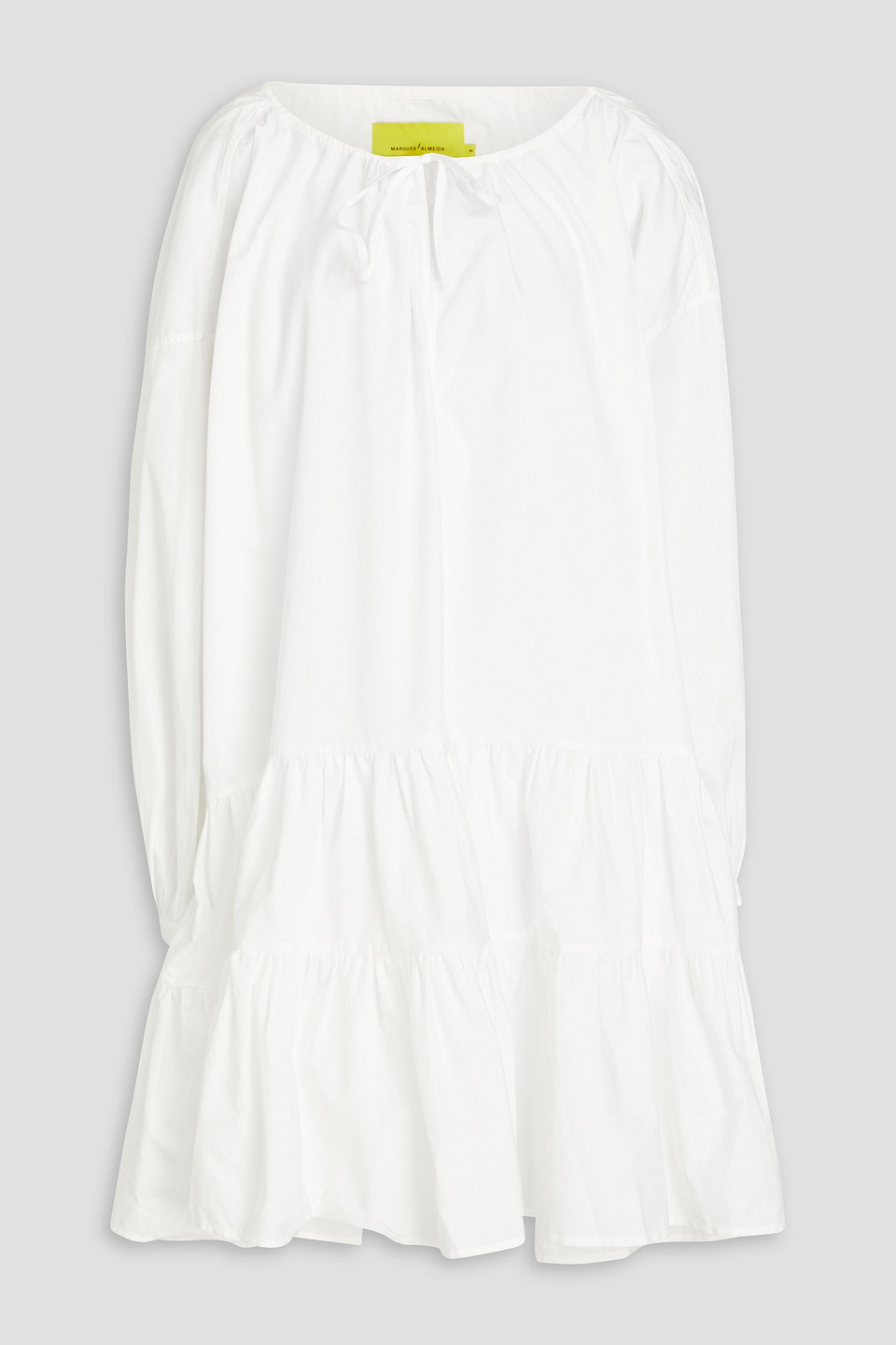 Marques' Almeida - Gathered cotton-poplin mini dress - White - UK 4