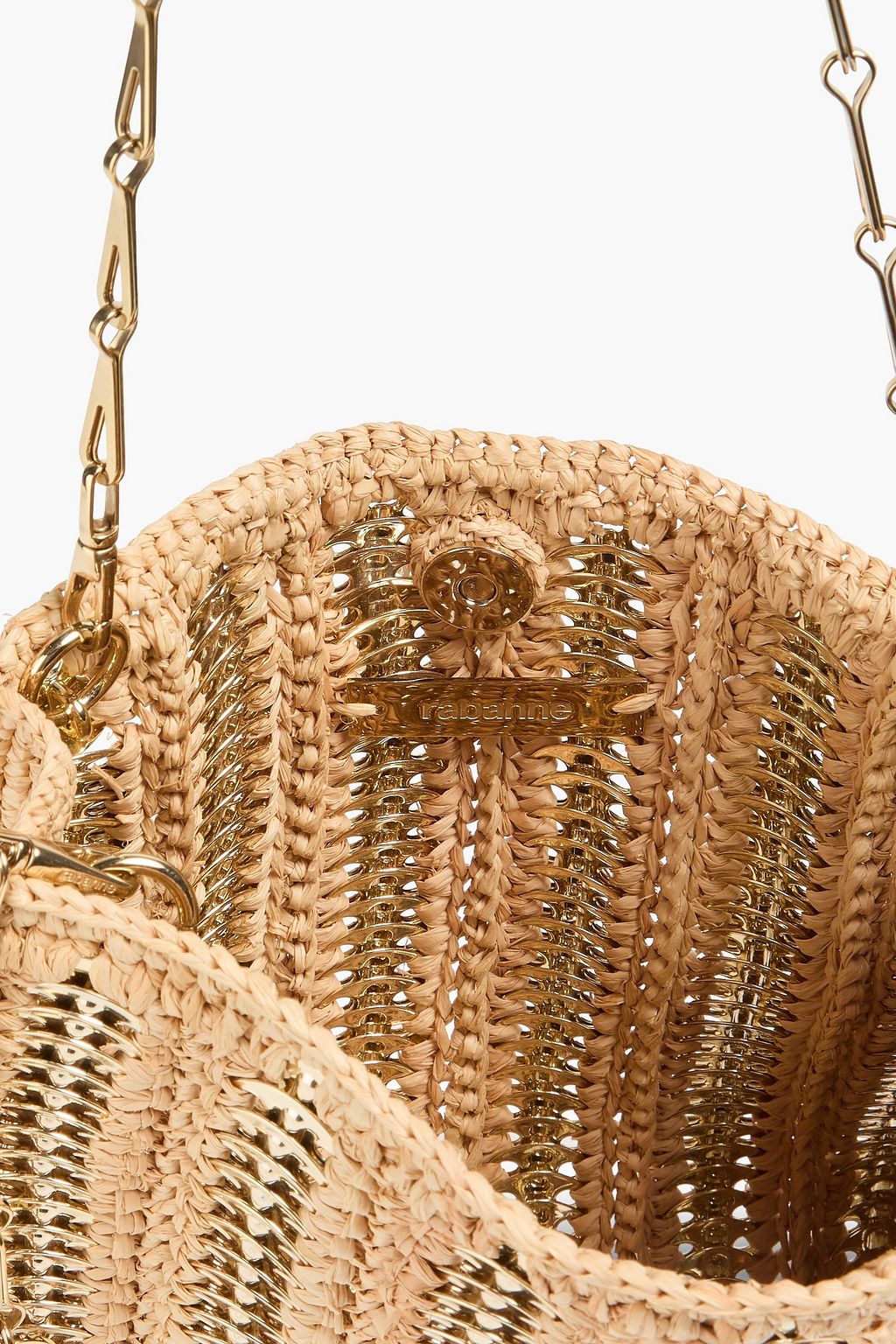 RABANNE 1969 raffia and chainmail shoulder bag
