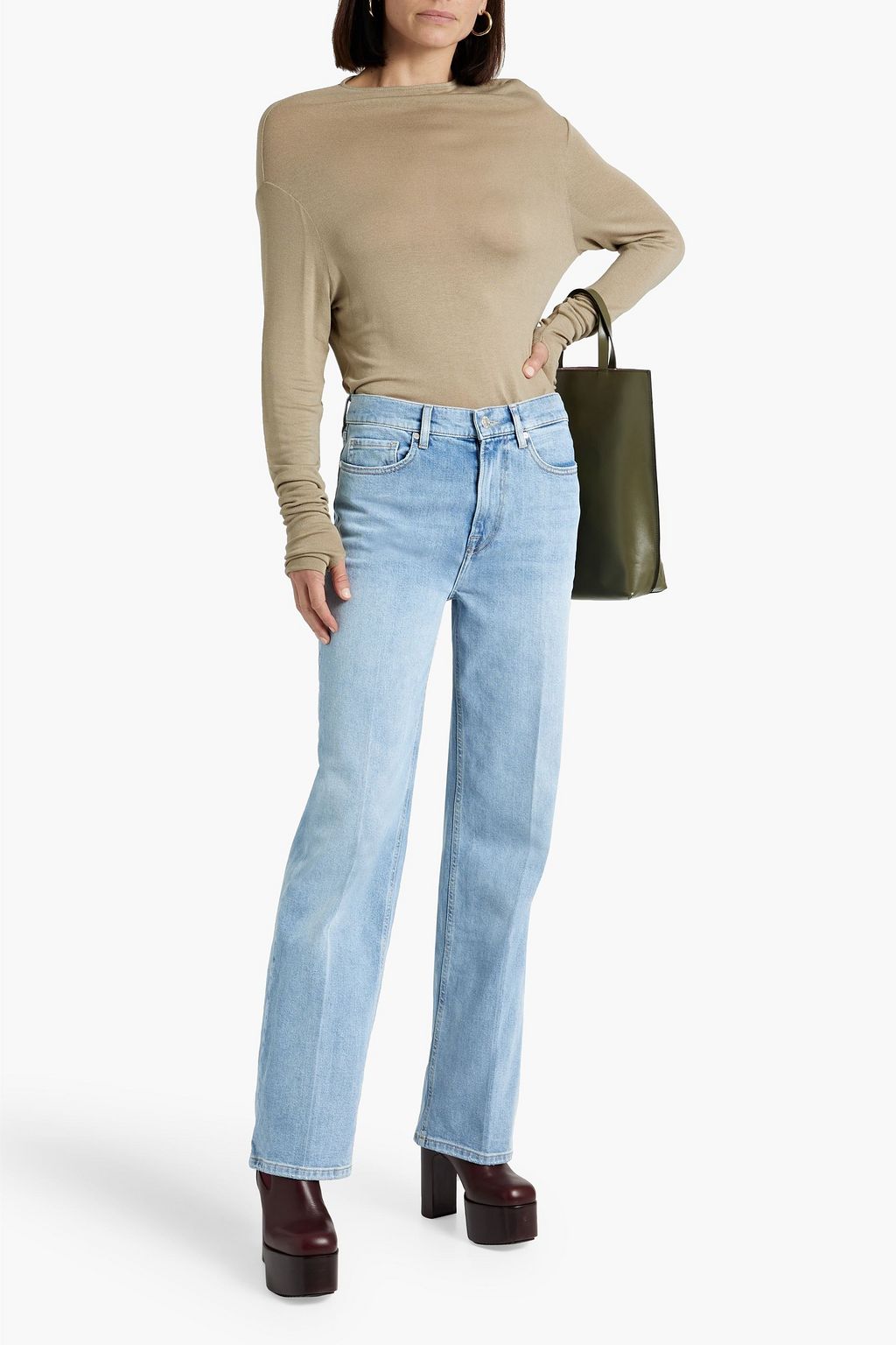 TOMORROW DENIM Brown high-rise straight-leg jeans