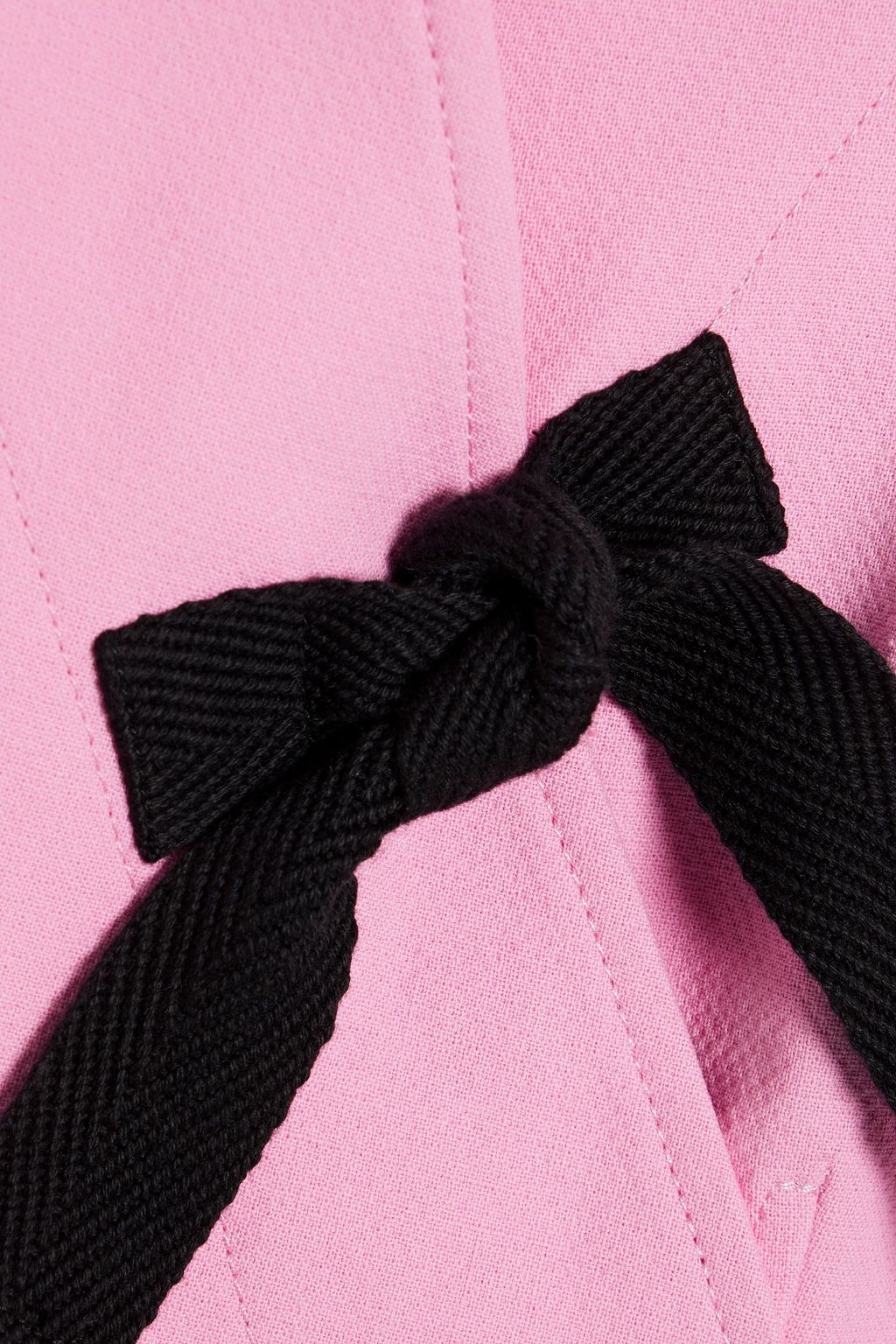 GANNI Bow-detailed cotton mini wrap dress