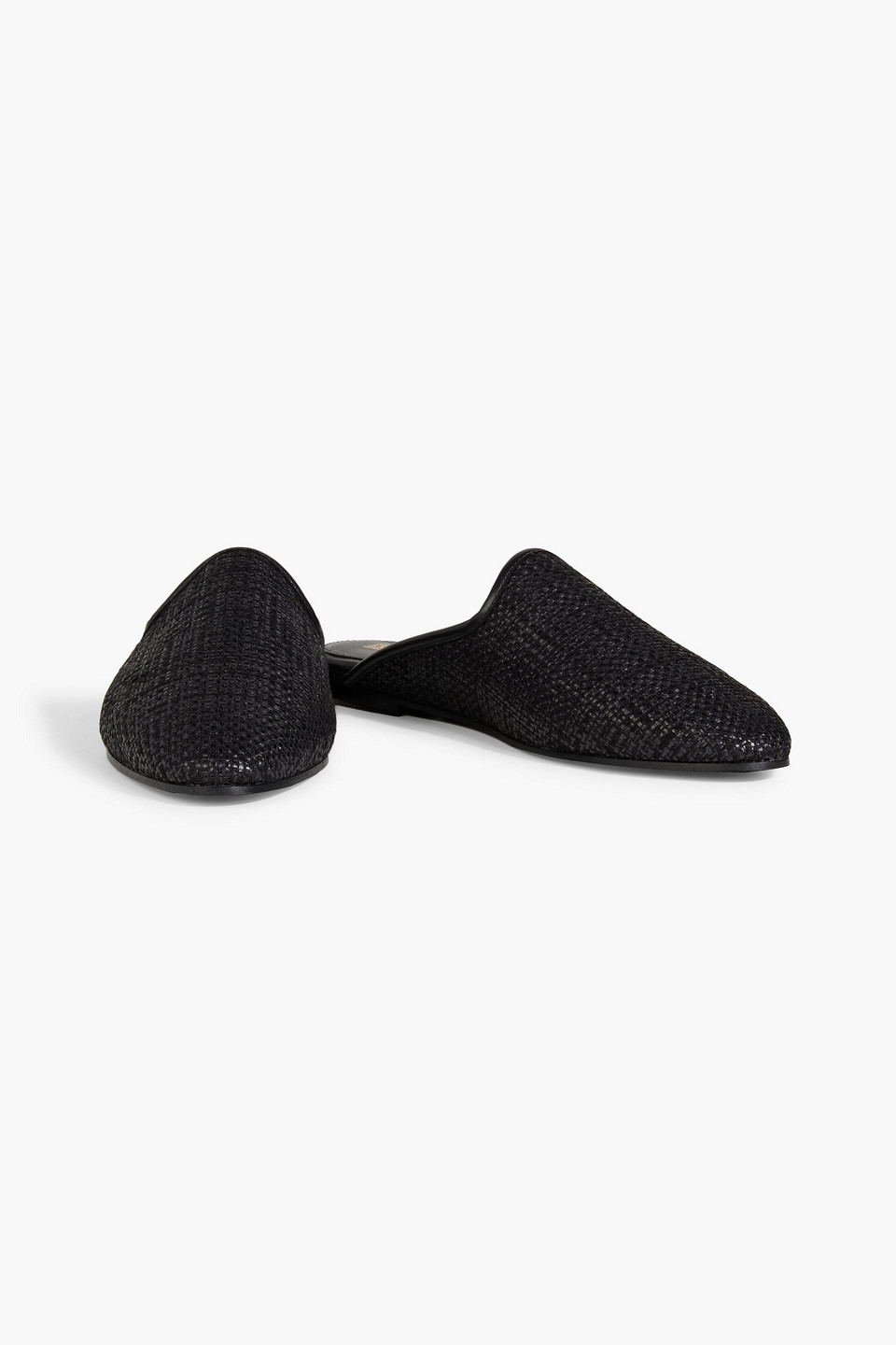 Shop Totême Faux Raffia Slippers In Black