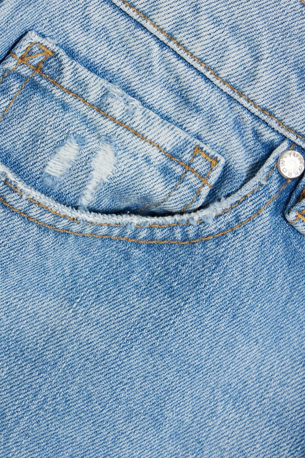 TOMORROW DENIM Brown distressed high-rise wide-leg jeans