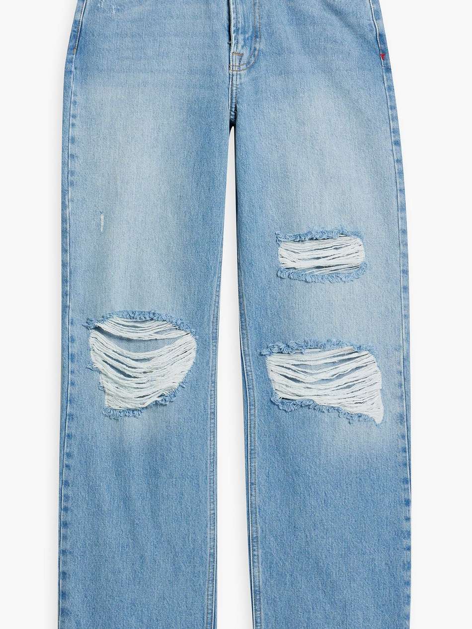 brown distressed high-rise wide-leg jeans