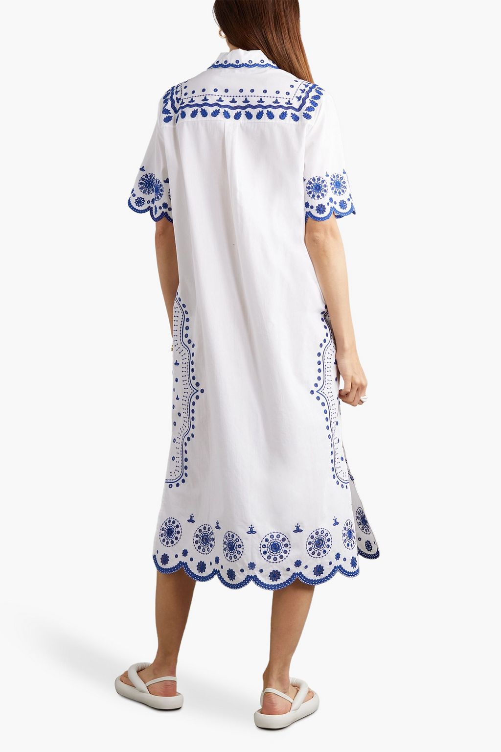 SALONI Dree broderie anglaise cotton midi dress