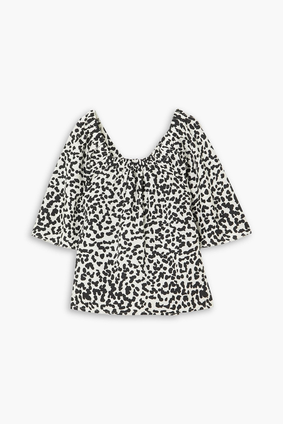 Mother Of Pearl Etta Gathered Printed Tencel™ Lyocell Blouse In Black
