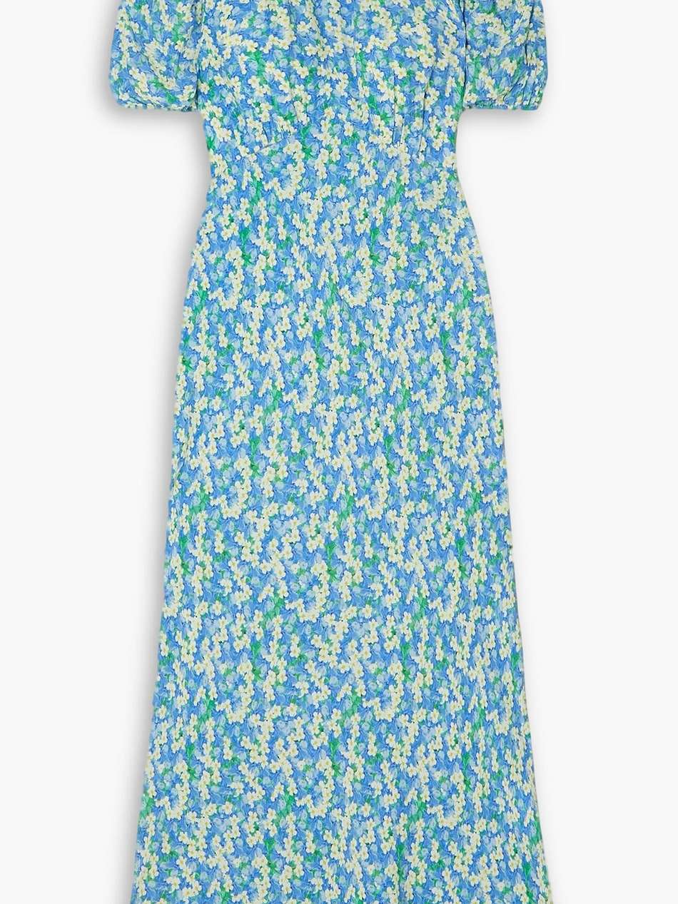 deia ruffled floral-print voile midi dress