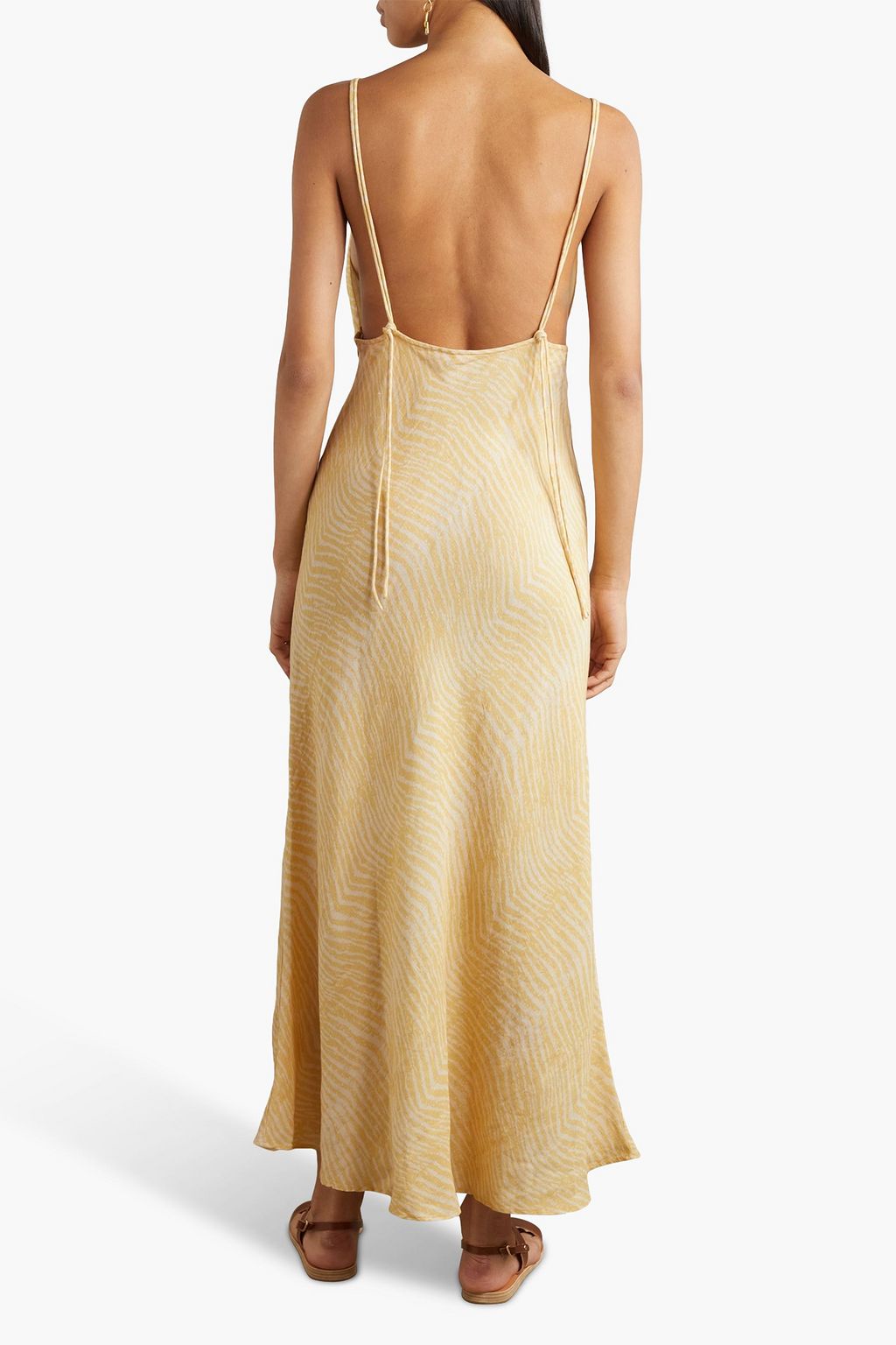 RIXO Palermo zebra-print linen-blend midi dress