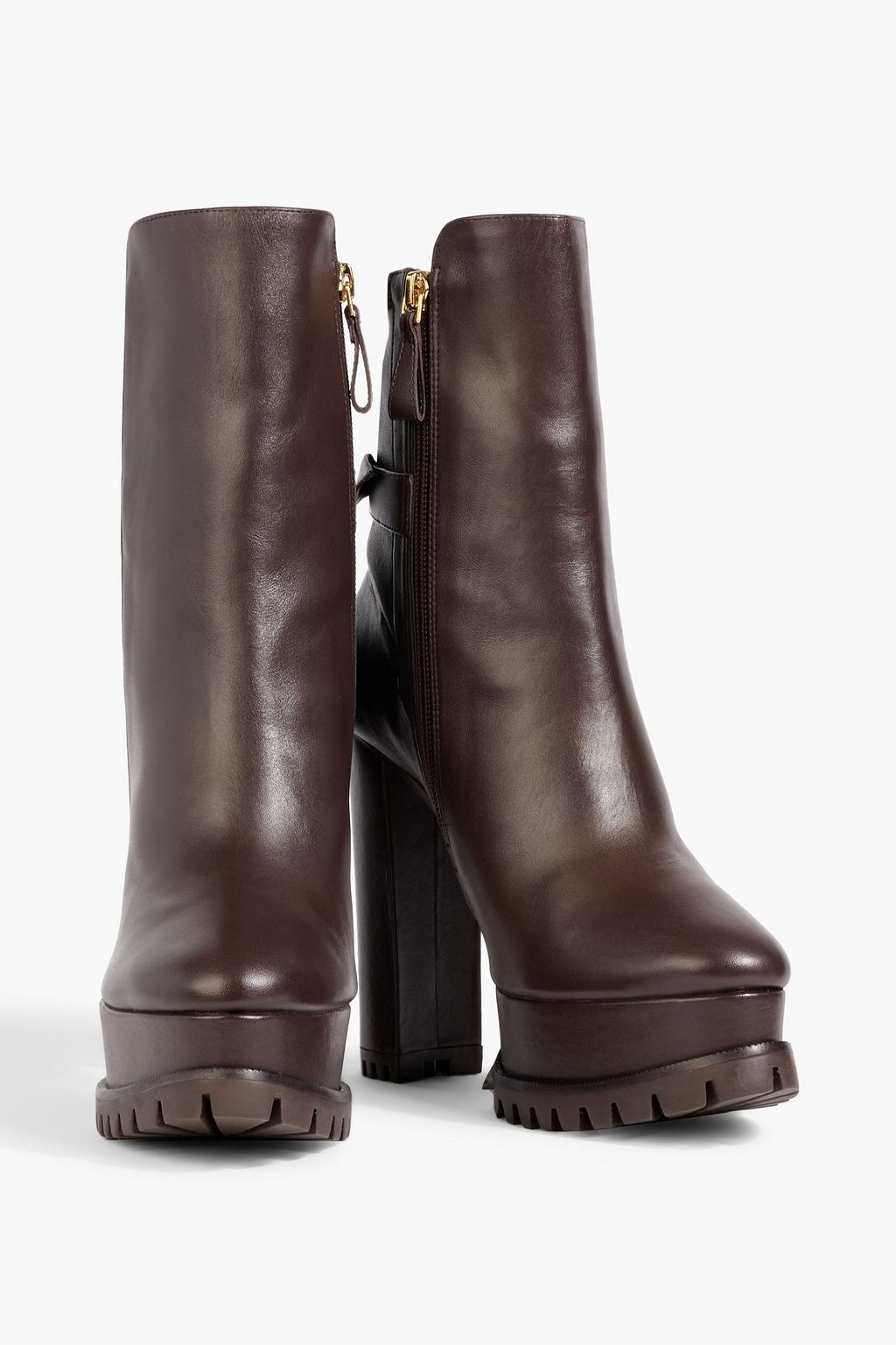 ALEXANDRE BIRMAN Clarita bow-embellished leather platform ankle boots