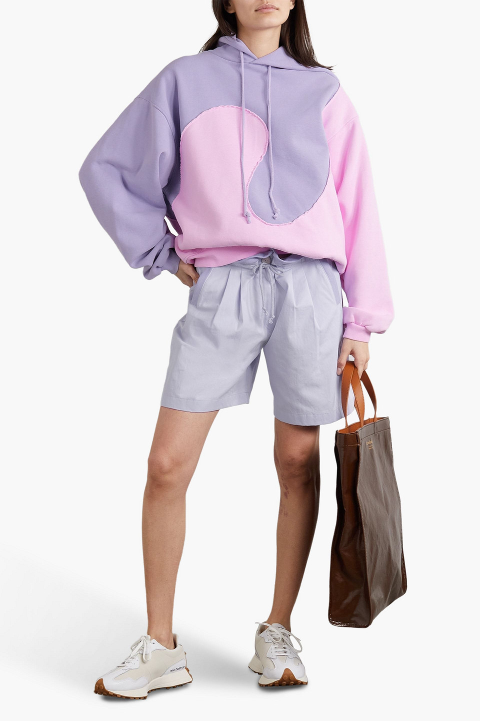 Paradised Valley Pleated Cotton-twill Shorts In Lilac
