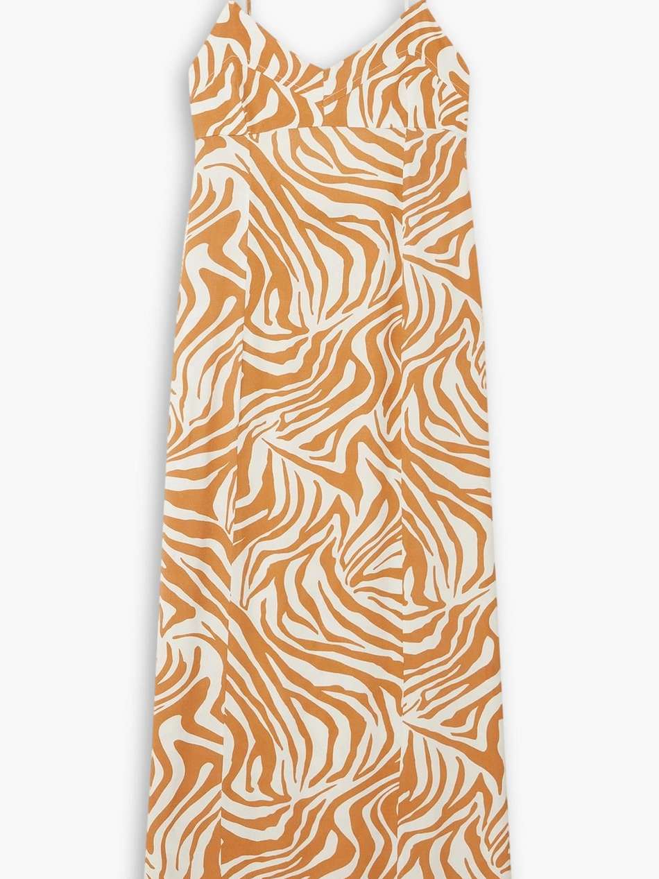 beca zebra-print crepe maxi dress