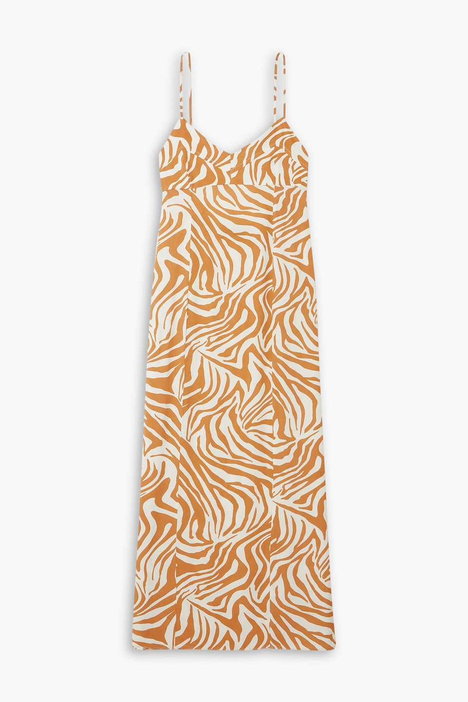 Haight Beca Zebra-print Crepe Maxi Dress In Camel