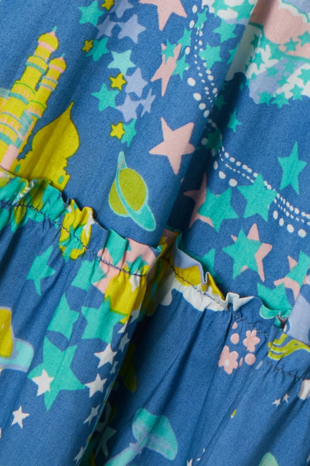EMPORIO SIRENUSE Isotta tiered printed cotton-poplin halterneck maxi dress