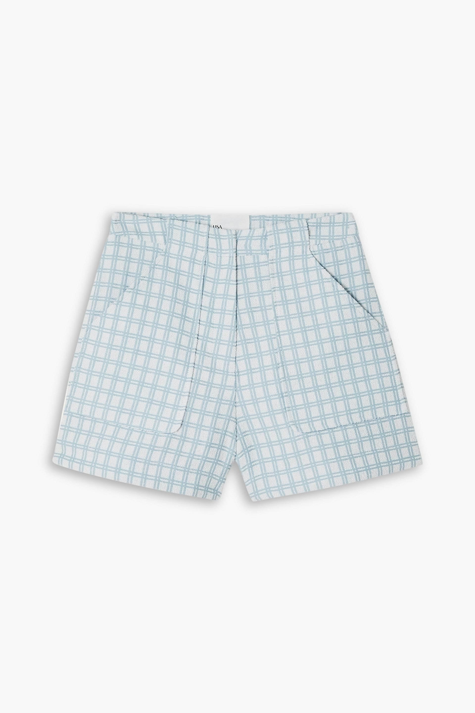 Lisa Marie Fernandez Tennis Checked Cotton-blend Bouclé-jacquard Shorts In Sky Blue