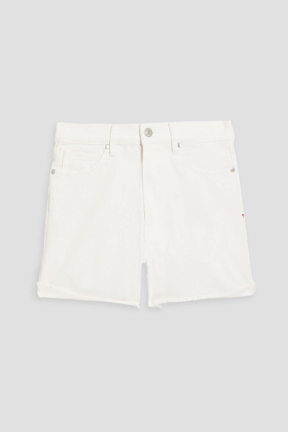 Tomorrow Denim Brown Frayed Denim Shorts In Ivory