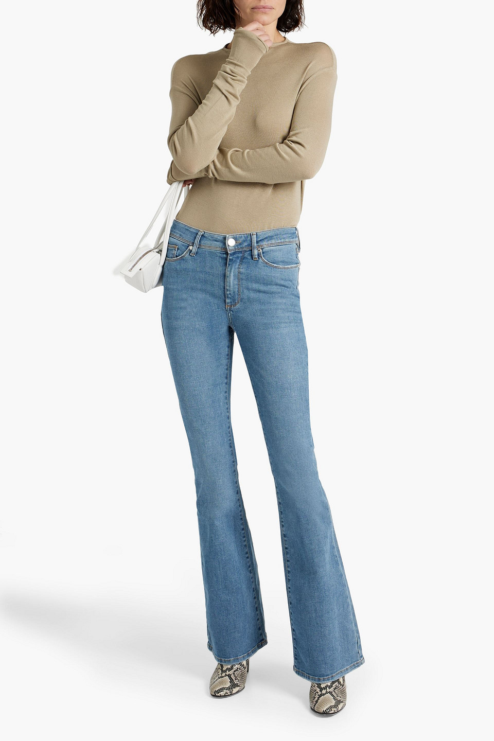 Shop Tomorrow Denim Albert High-rise Flared Jeans In Mid Denim