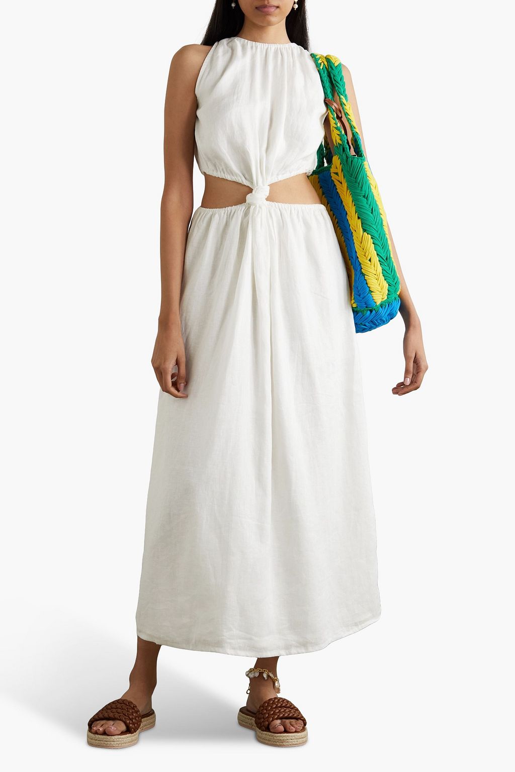FAITHFULL Zeta cutout linen midi dress