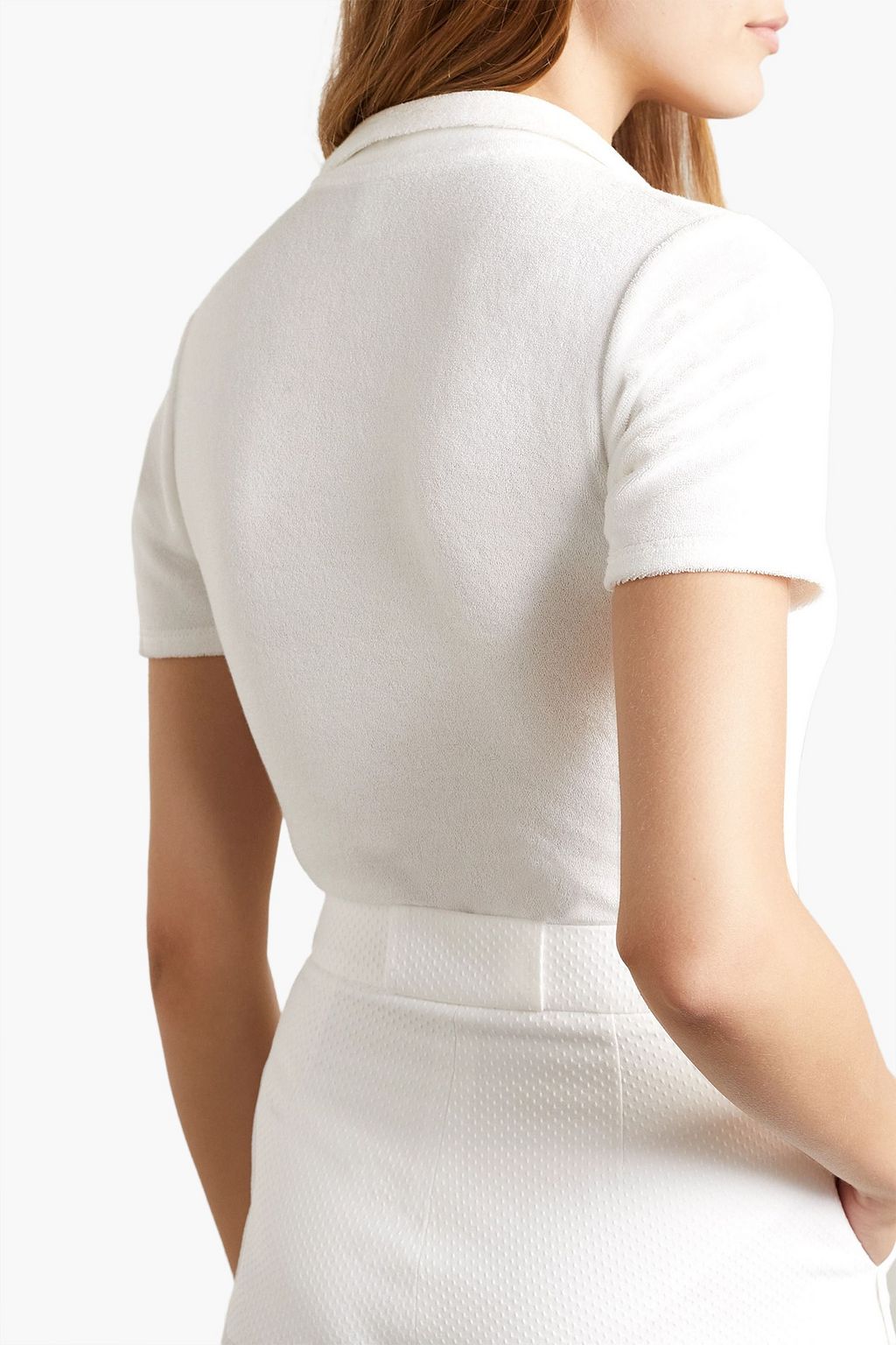 LISA MARIE FERNANDEZ Two-tone crepe polo bodysuit