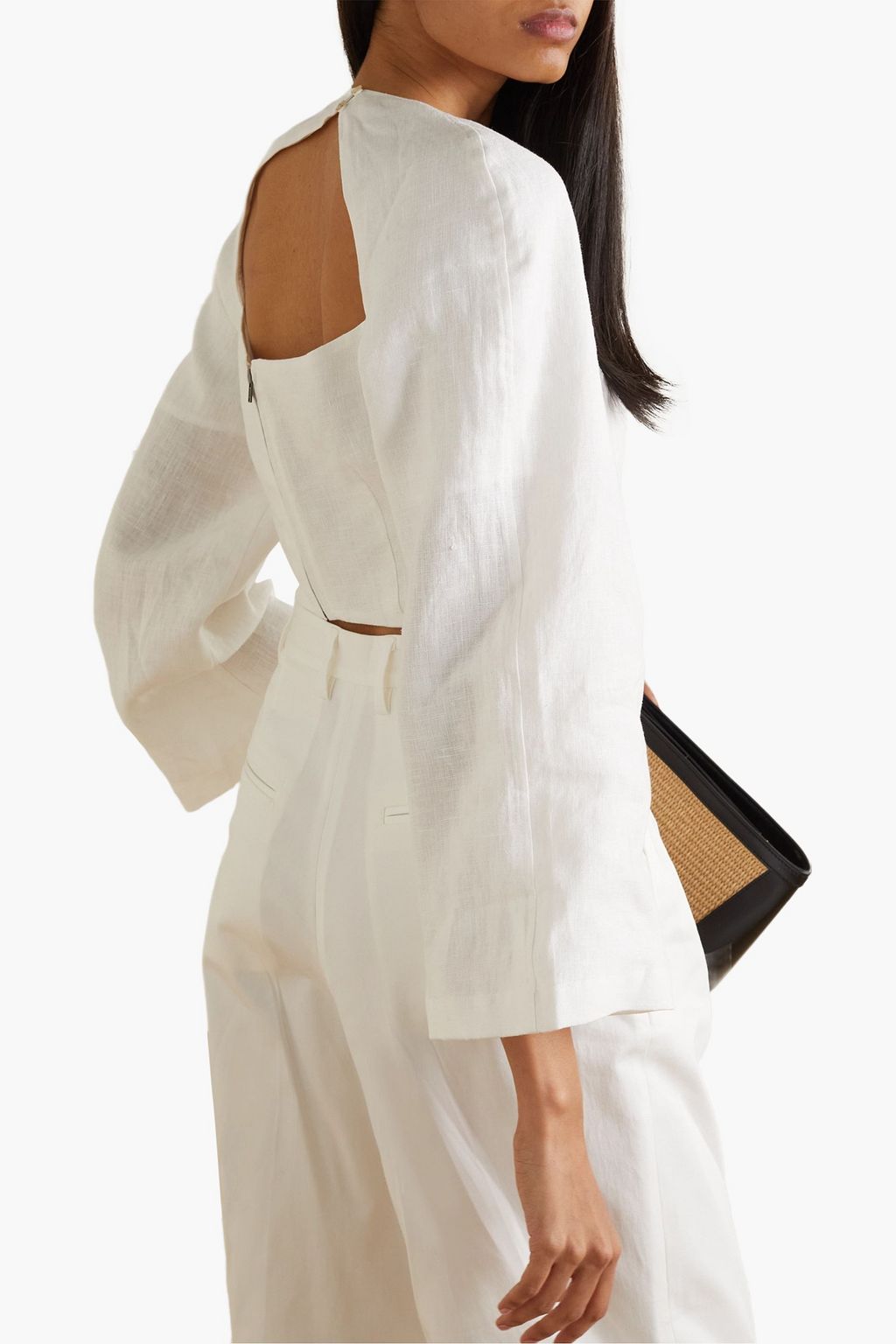 MARA HOFFMAN Julia cropped cutout hemp top