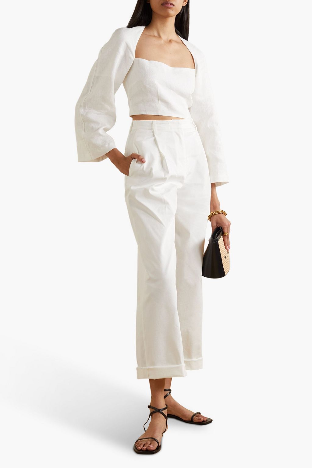 MARA HOFFMAN Julia cropped cutout hemp top