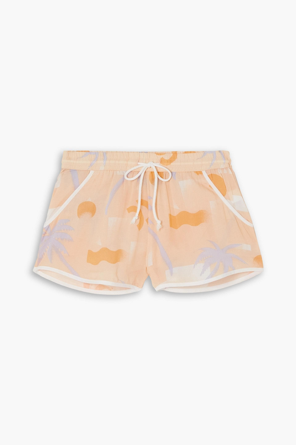 Paradised Hanna Printed Voile Shorts In Pastel Yellow