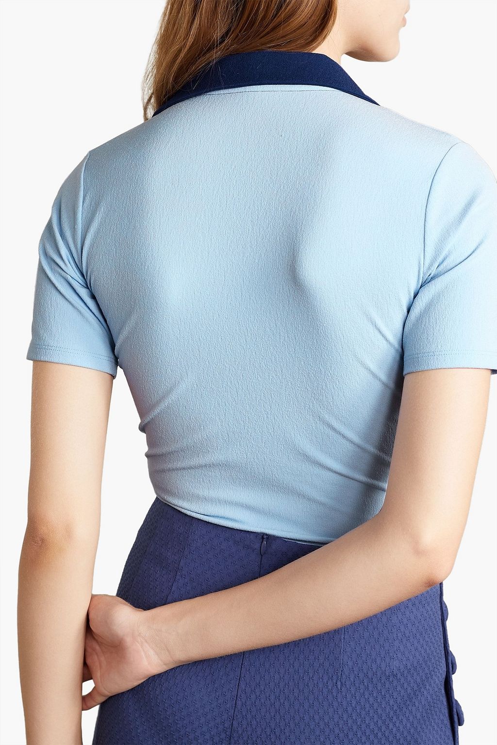LISA MARIE FERNANDEZ Two-tone crepe polo bodysuit