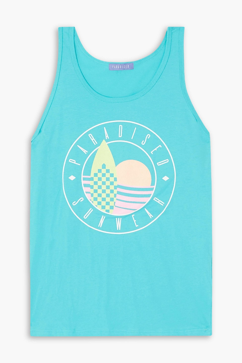 Paradised Sunwear Printed Cotton-jersey Tank In Teal
