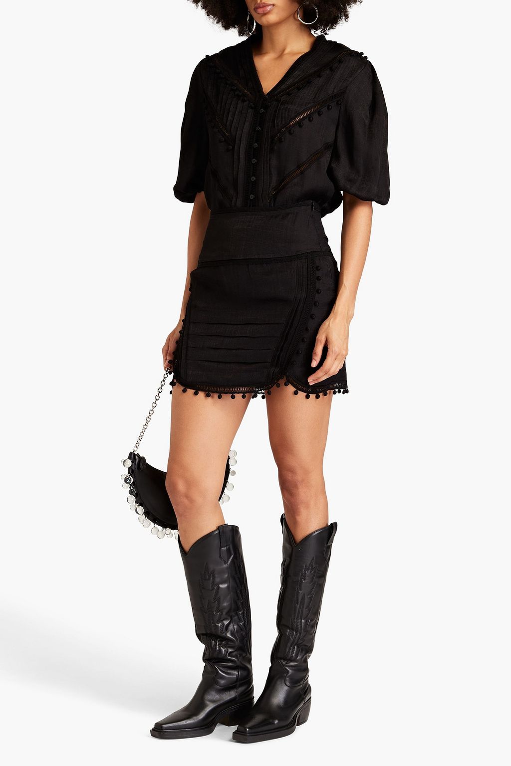 IRO Embellished satin-jacquard blouse