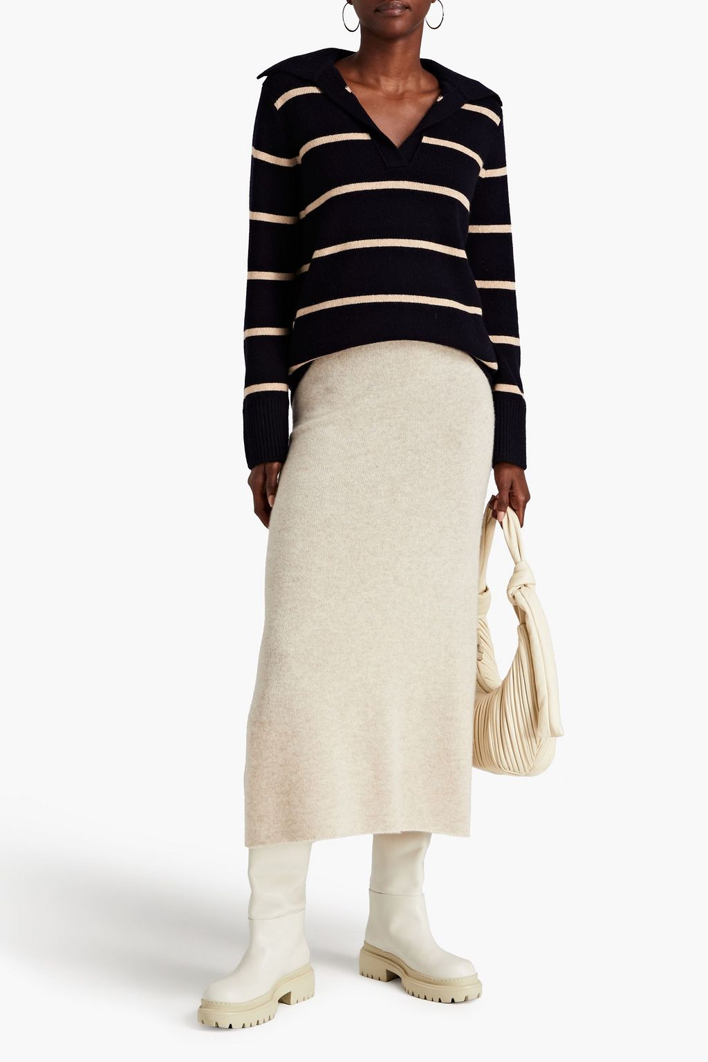 VINCE. Striped wool and cashmere-blend sweater