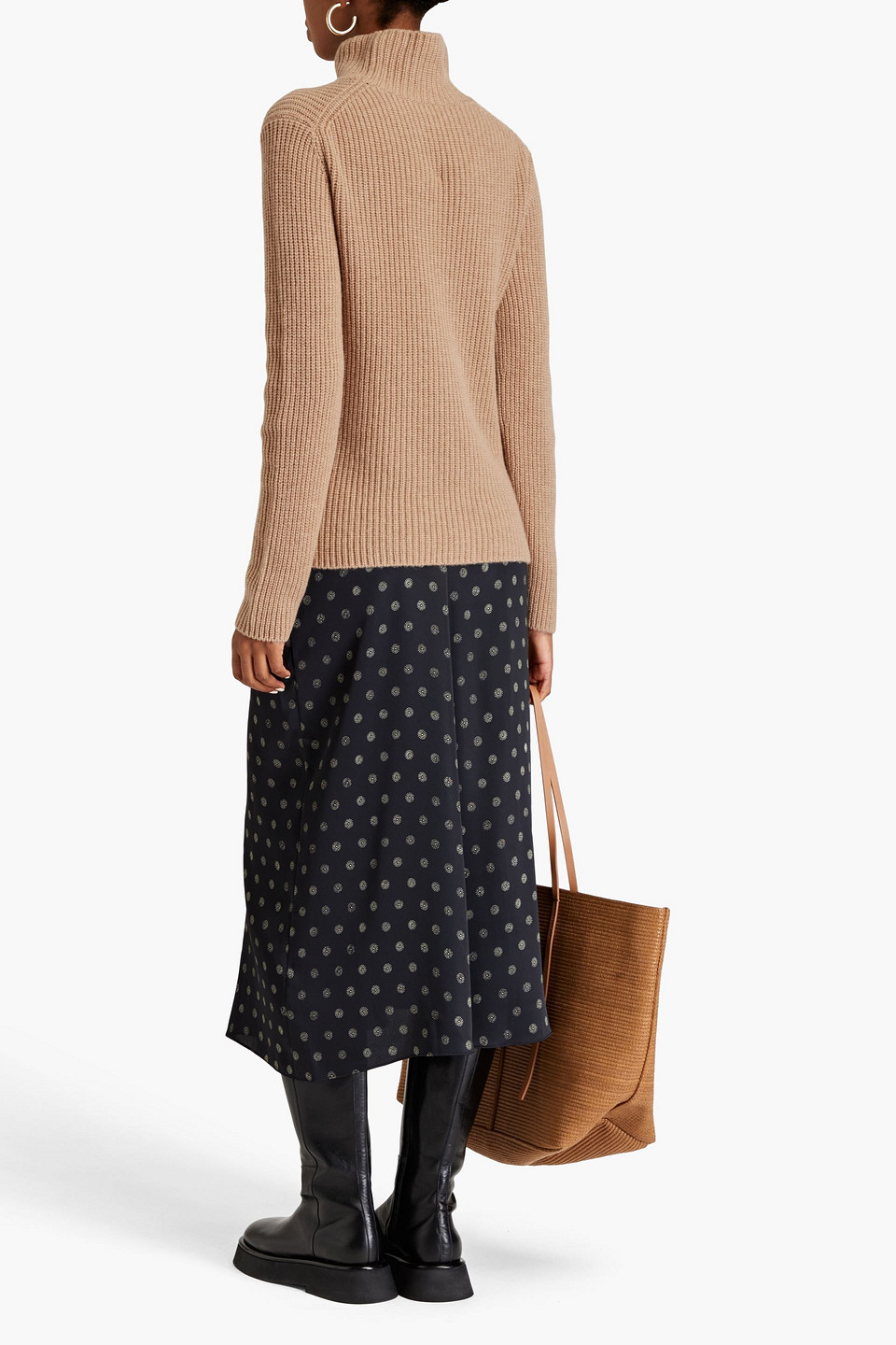 VINCE RIBBED CASHMERE TURTLENECK SWEATER