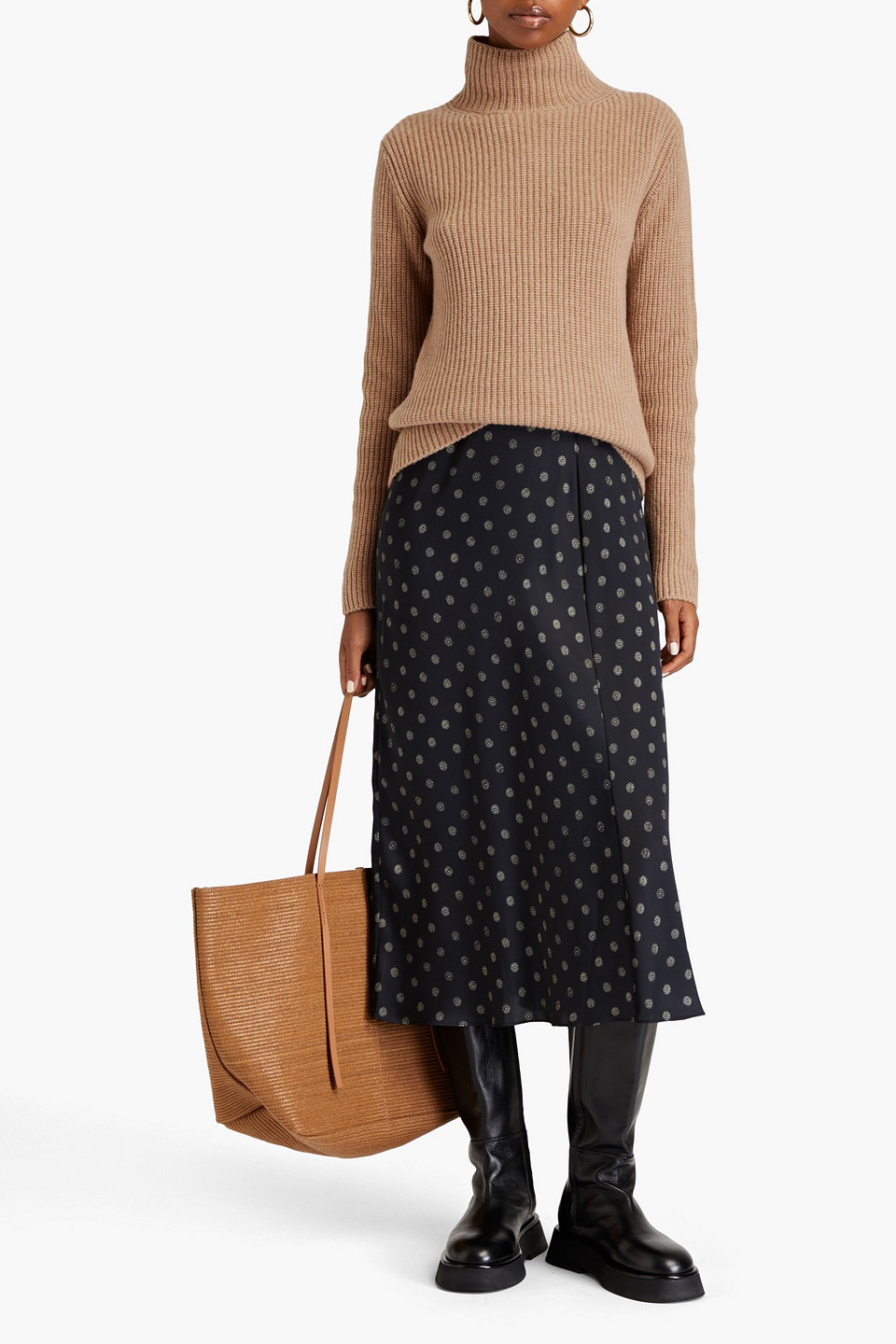 VINCE RIBBED CASHMERE TURTLENECK SWEATER