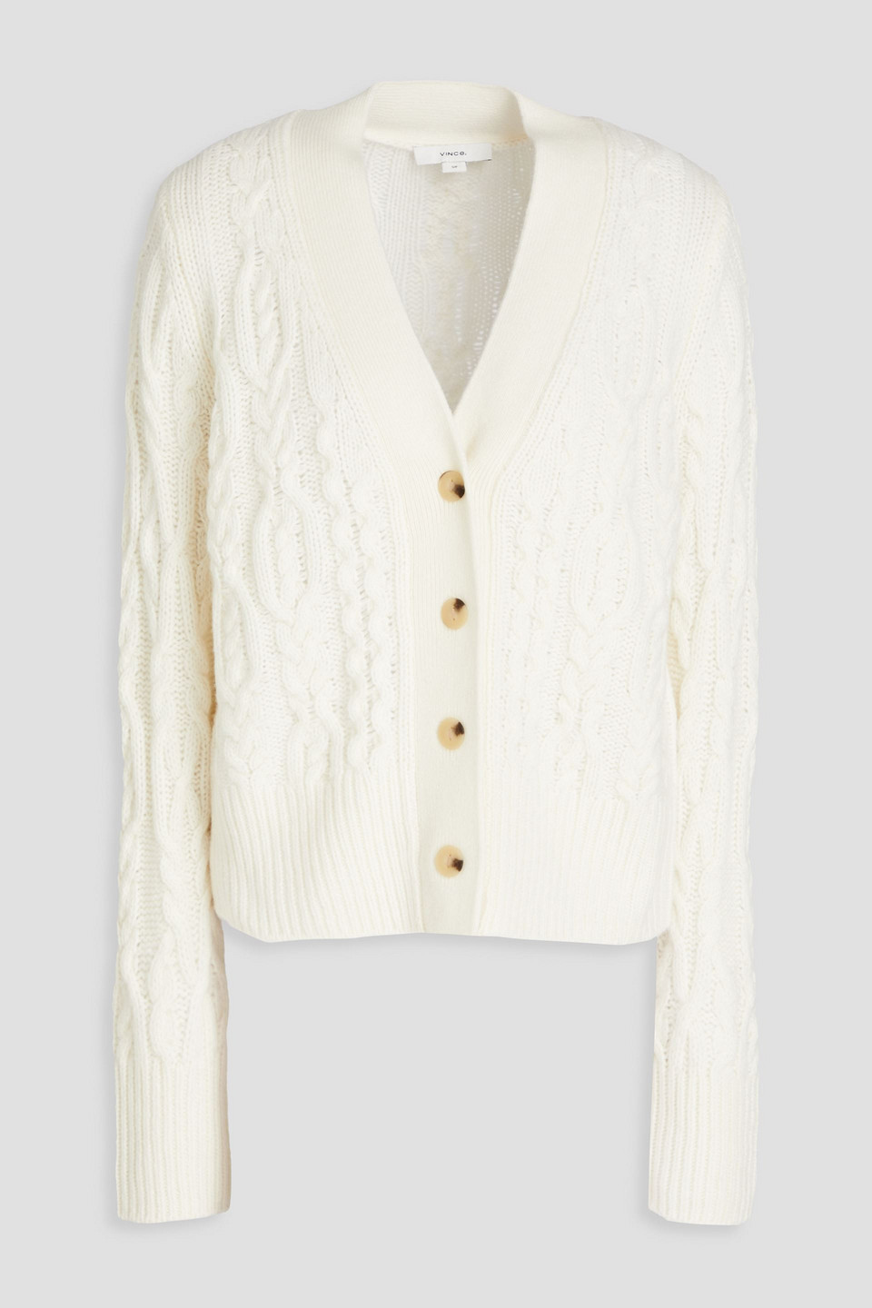 Vince. - Cable-knit wool and cashmere-blend cardigan - White - XL